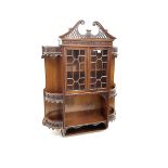 Mahogany wall hanging cabinet with carved detail