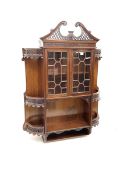 Mahogany wall hanging cabinet with carved detail