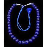 Large strand of earth mined faceted sapphire bead necklace