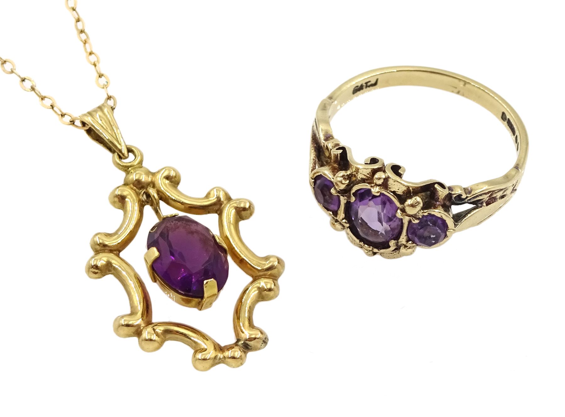 Gold amethyst pendant