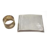 Silver cigarette case and napkin ring hallmarked