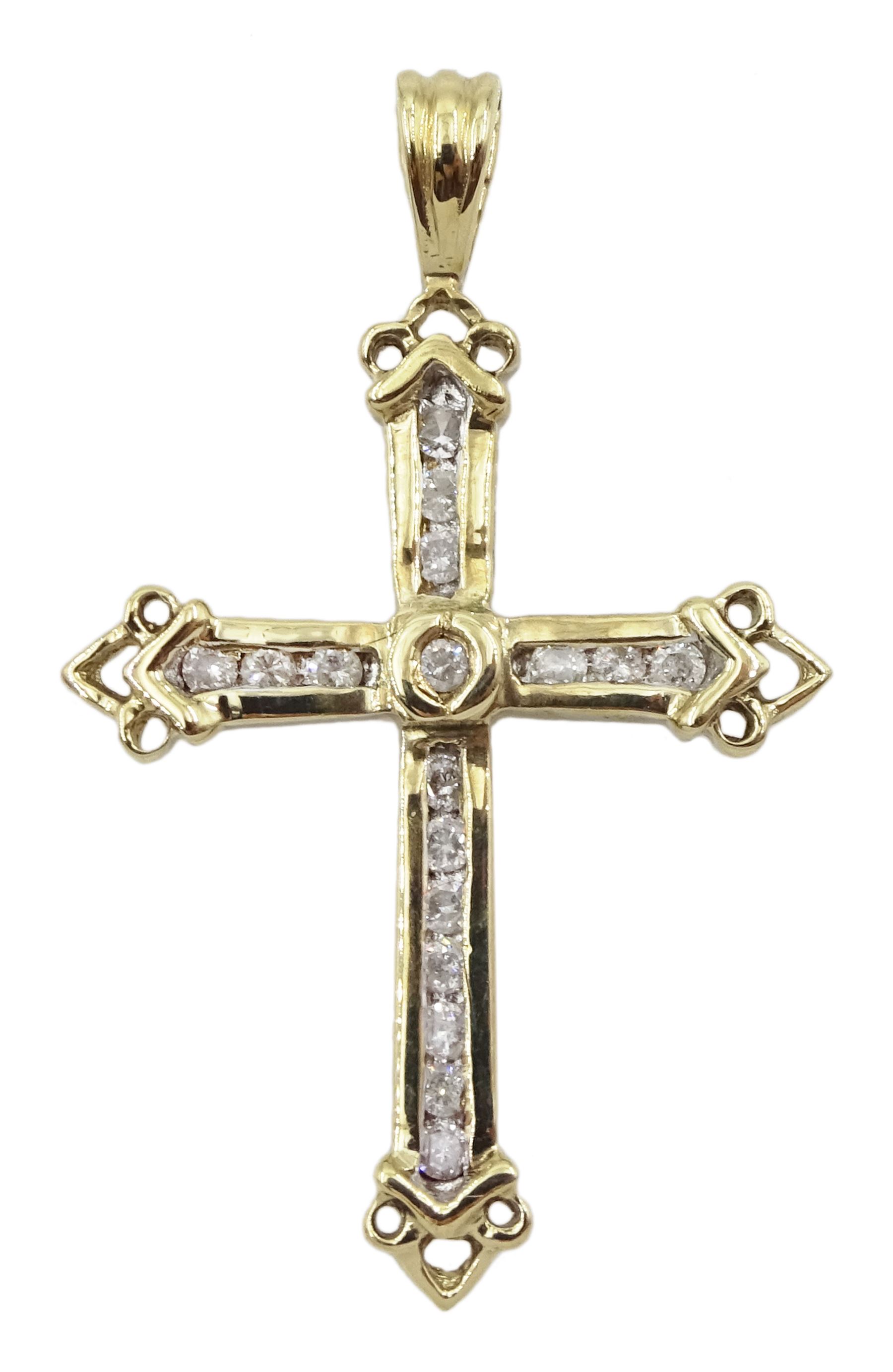 9ct gold diamond cross pendant