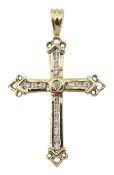 9ct gold diamond cross pendant