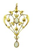Edwardian gold opal pendant necklace