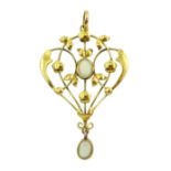 Edwardian gold opal pendant necklace