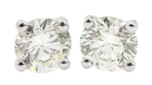 Pair of 18ct white gold brilliant cut diamond stud earrings