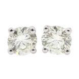 Pair of 18ct white gold brilliant cut diamond stud earrings