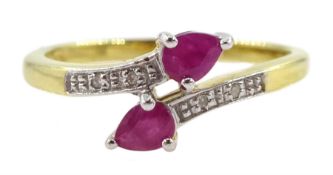 Silver-gilt pear shaped ruby ring
