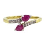 Silver-gilt pear shaped ruby ring