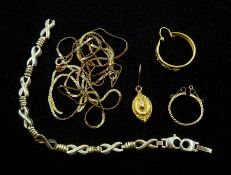 18ct gold hoop earring and 9ct gold chains