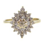 9ct gold diamond cluster ring