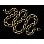 Early 20th century 9ct gold tapering curb link chain with two spring clips