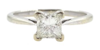 White gold single stone princess cut diamond ring