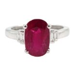 18ct white gold oval ruby ring