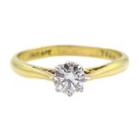 Gold single stone round brilliant cut diamond ring