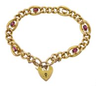 Early 20th century gold garnet link bracelet