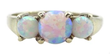 9ct gold three stone opal ring