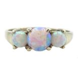 9ct gold three stone opal ring