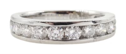 18ct white gold round brilliant cut diamond three quarter eternity channel set ring