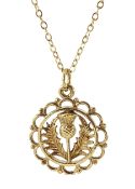 9ct gold thistle pendant necklace