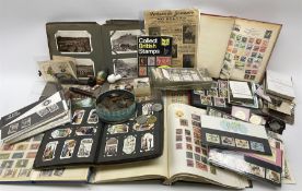 Collectors items including queen Victoria and later great British and world stamps in albums and loo