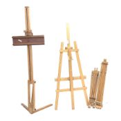 A group of four artist's easels