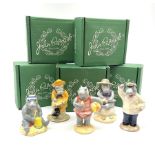 Five limited edition Beswick Hippos on holiday figures