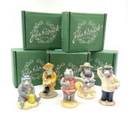 Five limited edition Beswick Hippos on holiday figures