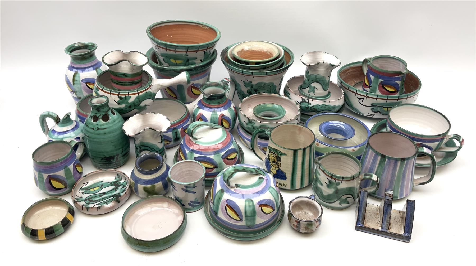 A collection of Tintagel Cornish pottery