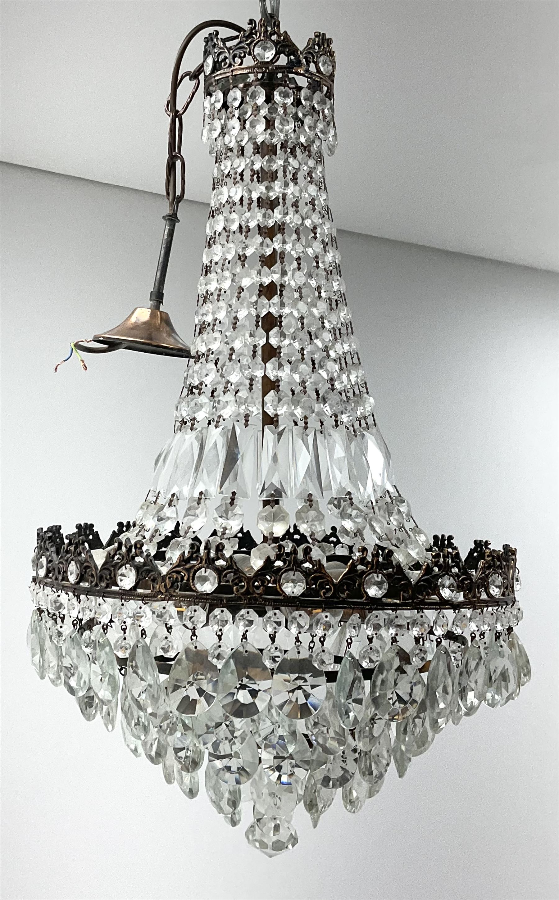 An early 20th century waterfall chandelier