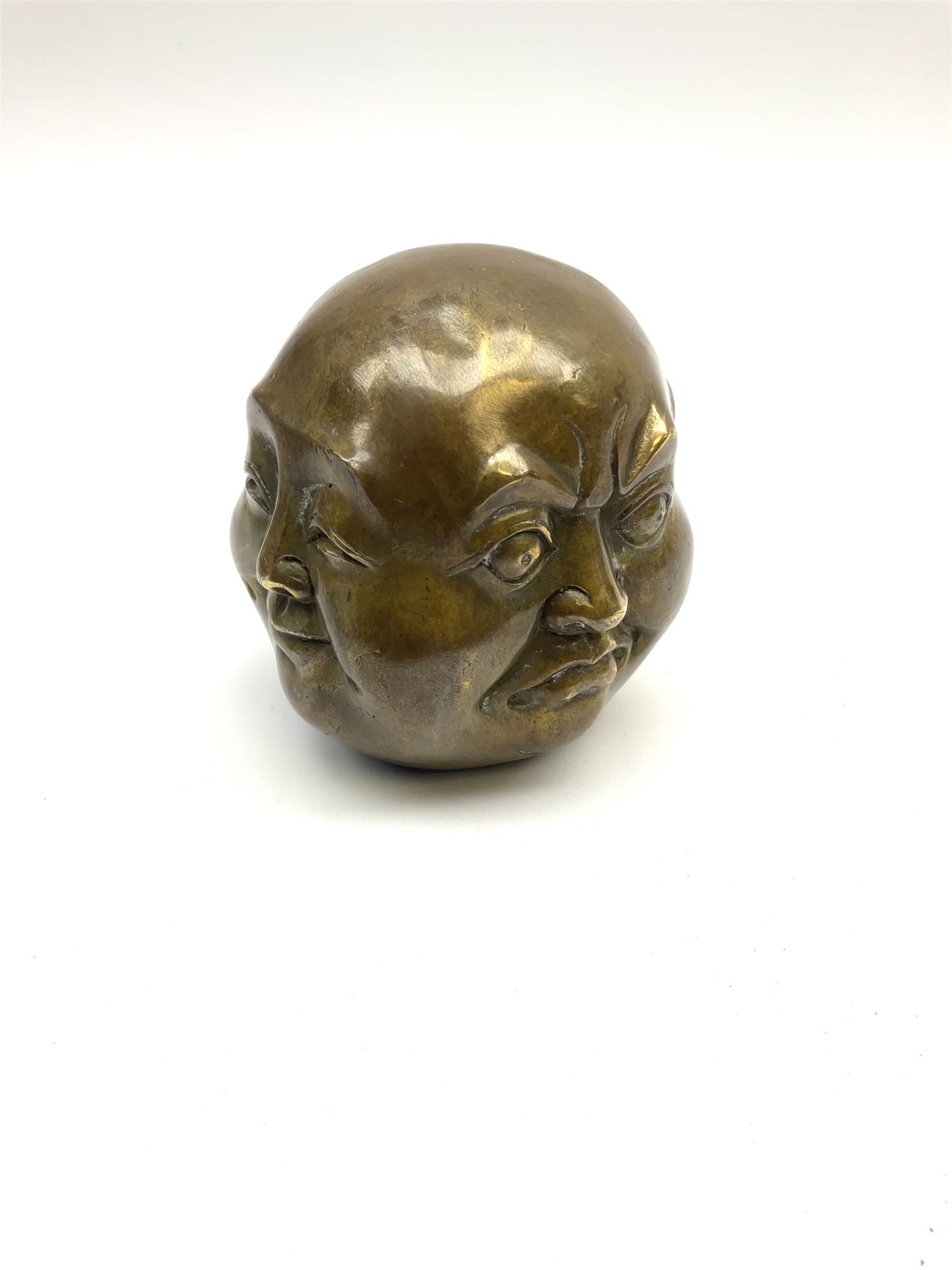 A bronzed four faced buddha head - Image 2 of 4