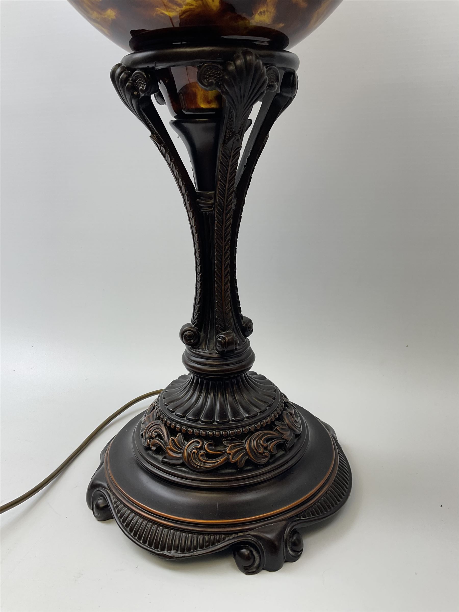 Two large bronzed composite table lamps - Image 3 of 3