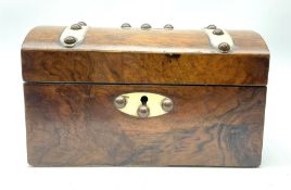 A Victorian walnut and ivory bound domed top box