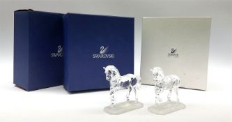 A pair of Swarovski Crystal horses H9.5cm
