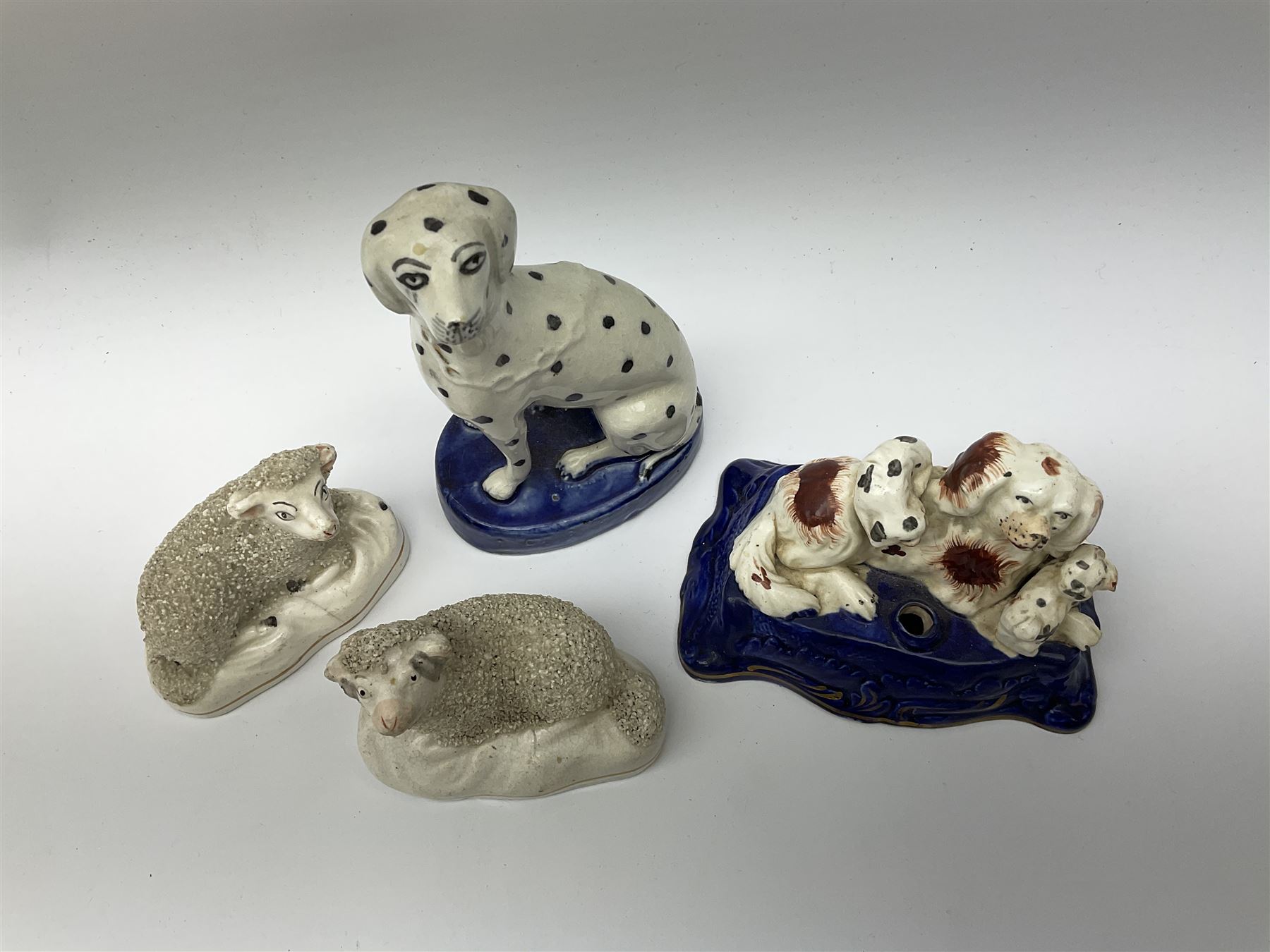 A Victorian Staffordshire figure group pen holder modelled as a Spaniel and puppies - Bild 2 aus 7