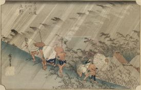 After Utagawa Hiroshige (Japanese 1797-1858): 'Sudden Shower at Shono'