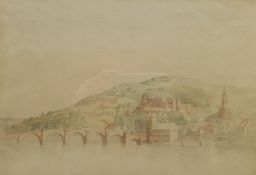 William Clarkson Stansfield (British 1793-1867): Bridge and Town on the Rhine