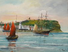 Robert Sheader (British 20th century): Scarborough South Bay at Sunset