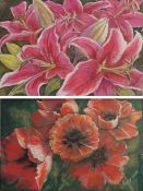 Penny Wicks (British 1949-): 'Lilies' and 'Poppies'