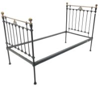 Maples and Co Brass and black painted wrought metal bedstead