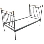 Maples and Co Brass and black painted wrought metal bedstead