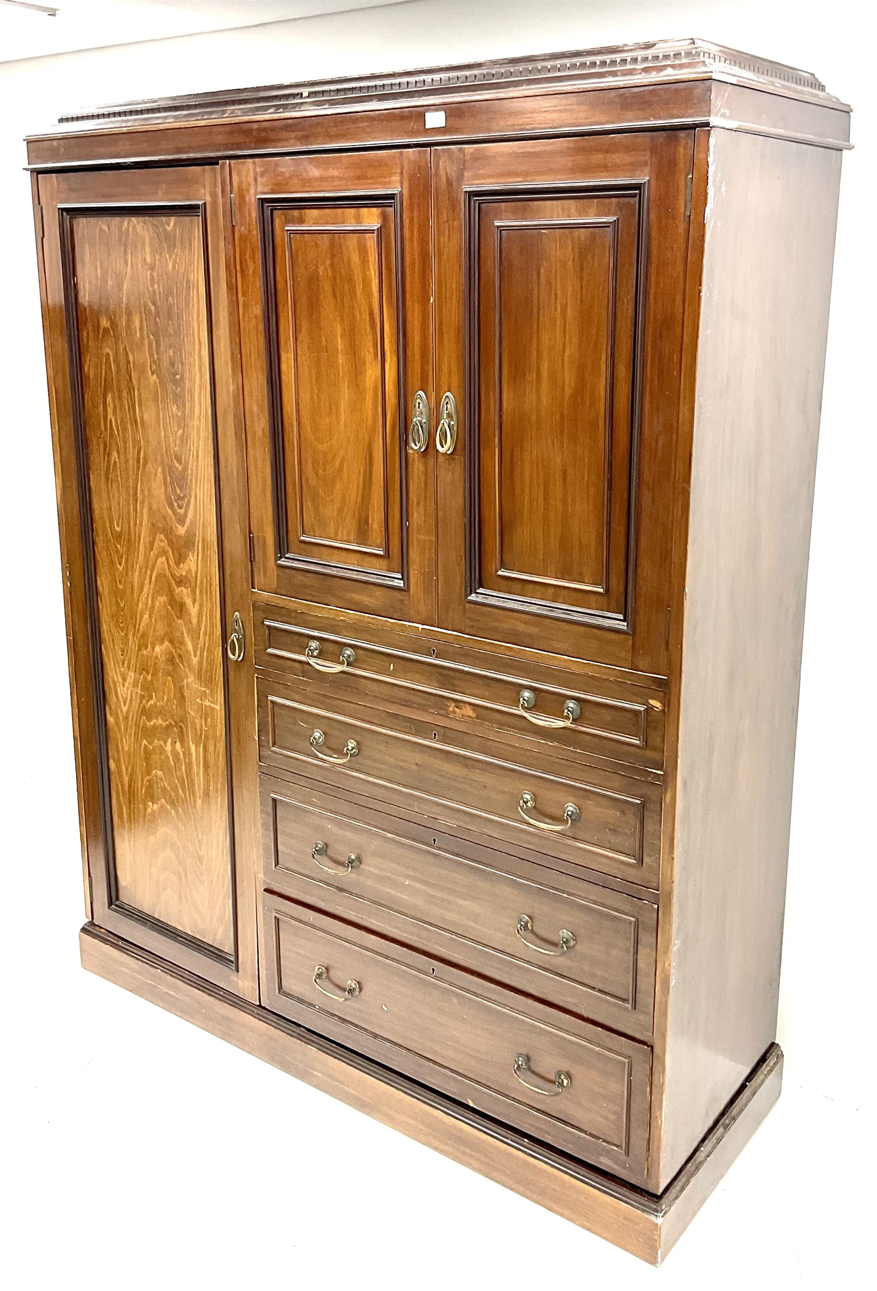 Edwardian mahogany combination wardrobe