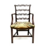 Chippendale style ladder back armchair