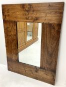 Rustic oak framed rectangular mirror