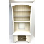 Cream painted bookcase on media stand