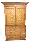 Victorian scumbled pine linen press cupboard