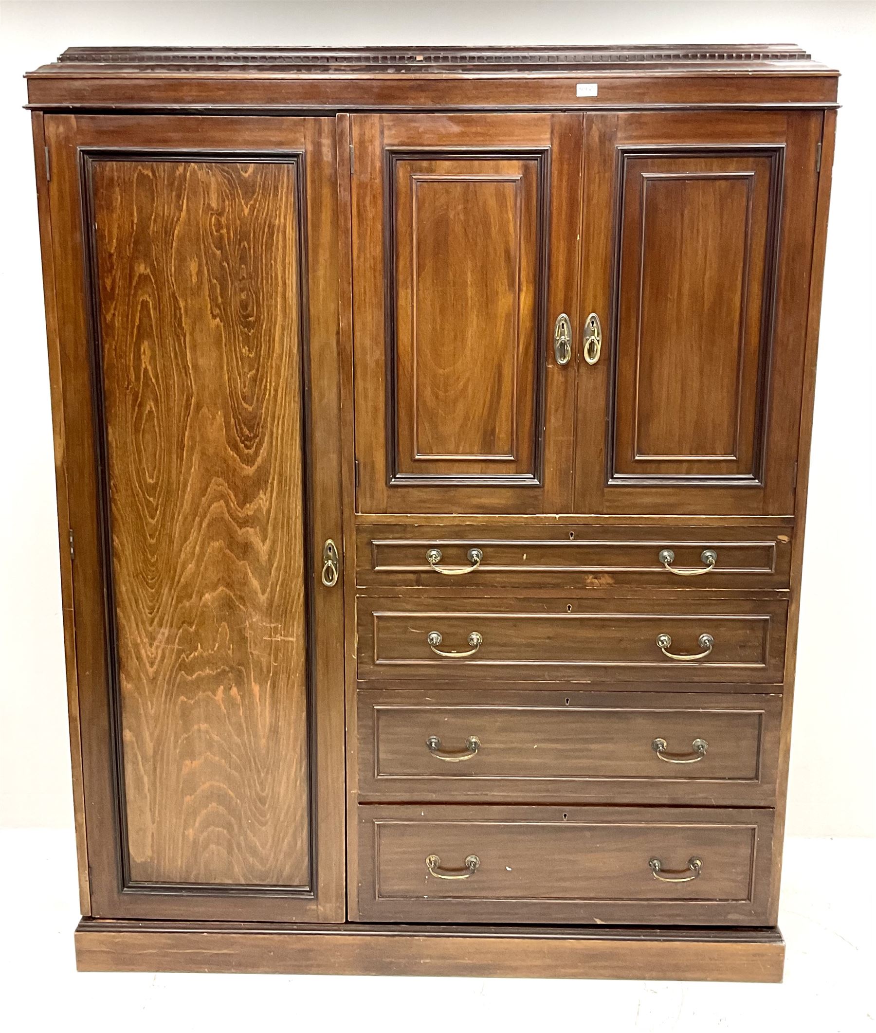 Edwardian mahogany combination wardrobe - Image 2 of 6