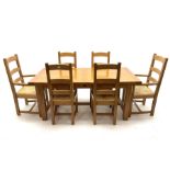 Light oak rectangular dining table with two leaves