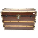 Wood bound dome top travelling trunk