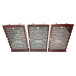 Three Chinese rosewood wall hanging cabinets